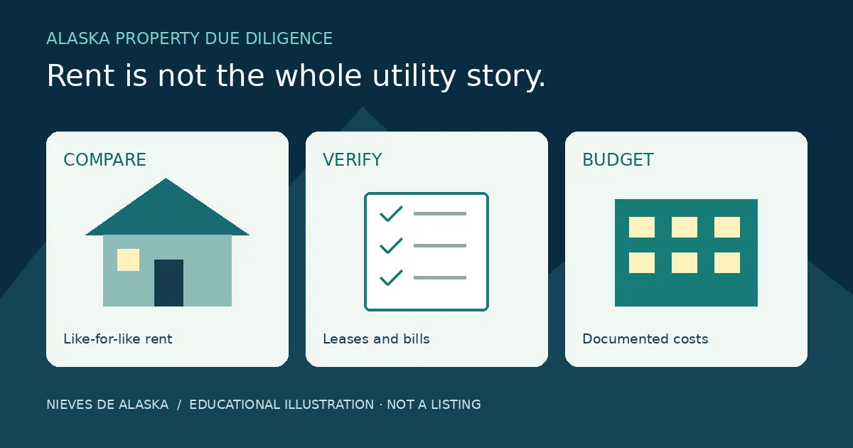 Original editorial diagram showing a home, utility checklist and commercial building, with the steps compare, verify and budget